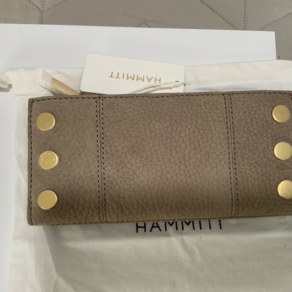 NWT Hammitt 110 North Leather Wallet Gray/Brushed Gold. Gorgeous - Picture 2 of 5